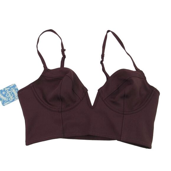 FREE PEOPLE Intimately Fp Brianna Longline Underwire Bra In Black Sugar SZ S - Picture 1 of 3